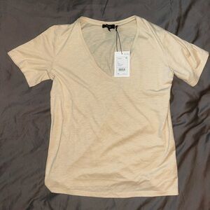 Theory Light Beige V-Neck Top